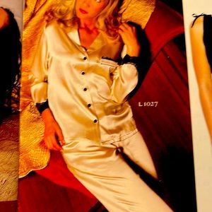 Women’s ivory and black lace pajama set. Very elegant